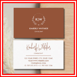 テラコッタとホワイト | イニシャルモダンモノグラム 名刺