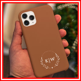 テラコッタとホワイト | モダンイニシャルモノグラム iPhone 16 PRO MAXケース