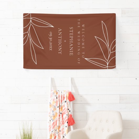 テラコッタとルスカスグリーン結婚リーウェルカム 横断幕 (インサイチュ)