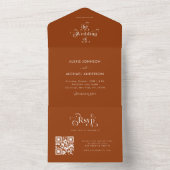 テラコッタとレトロなタイポグラフィのモダンなQRコード招待状 オールインワン招待状 (内側)