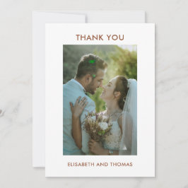 テラコッタと写真エレガントな結婚式 サンキューカード