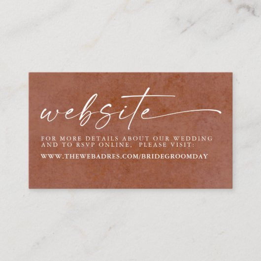 テラコッタと白い花のウェディングサイト エンクロージャーカード (正面)