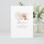 テラコッタと白い花のボヘミアンスタイルのサンキュー サンキューカード (スタンド正面)