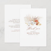 テラコッタと白い花のボヘミアンスタイルのサンキュー サンキューカード (正面/裏面)