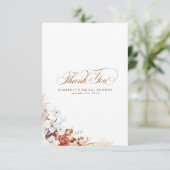 テラコッタと白い花のボヘミアンスタイルの感謝 サンキューカード (スタンド正面)