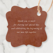 テラコッタと白い花のボヘミアンスタイル感謝メッセージ フェイバータグ (裏面)