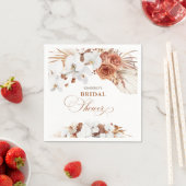 テラコッタと白い花のボヘミアンビューティーシャワーデザイン スタンダードカクテルナプキン (インサイチュ)