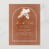 テラコッタと白い花の日付を保存 案内ポストカード (正面)