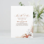 テラコッタと白い花の日付を保存 案内状 (スタンド正面)