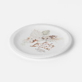 テラコッタと白い花ボホベイビーシャワー ペーパープレート (アングル)