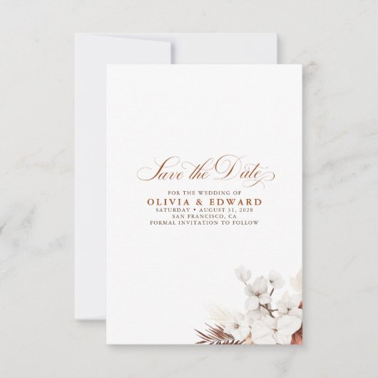 テラコッタと白い花ボホ日付を保存 セーブザデート (正面)