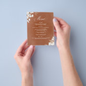 テラコッタと白い花ボホ結婚さんのメニュー チラシ (手)