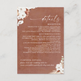 テラコッタと白い花ボホ結婚の詳細 エンクロージャーカード