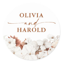 テラコッタと白い花ボホ結婚の