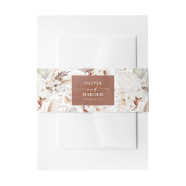 テラコッタと白い花ボホ結婚の 招待状ベリーバンド