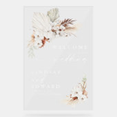 テラコッタと白い花結婚のアクリルサイン アクリルサイン (正面)