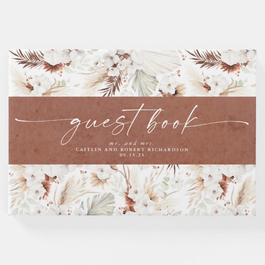 テラコッタと白の蘭フローラボホ結婚ズ ゲストブック (正面)