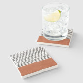 テラコッタと白黒ストライプ ストーンコースター (横)