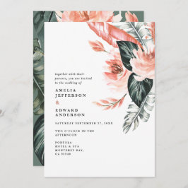 テラコッタと緑の熱帯結婚の葉の