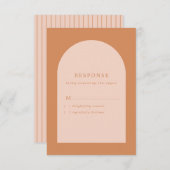テラコッタと赤面ピンクアモダンーチ結婚ーズ 出欠カード (正面/裏面)