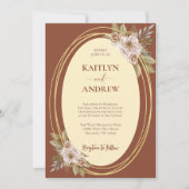 テラコッタと金ゴールドエレガントボホフローラ結婚ズ 招待状 (正面)