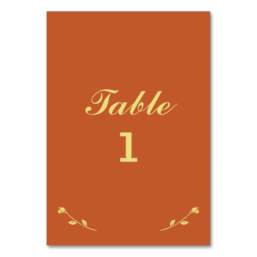 テラコッタと金ゴールドテーブル番号カード テーブルナンバー (正面)