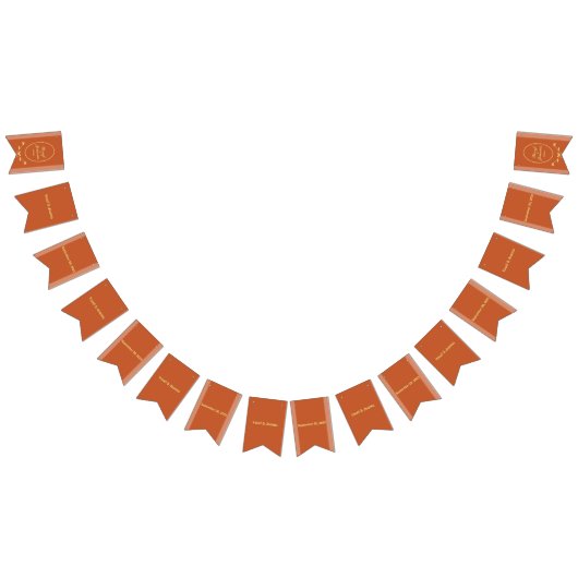 テラコッタと金ゴールド結婚の旗の旗 バンティングフラッグ (全)