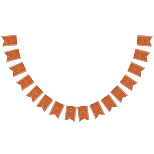 テラコッタと金ゴールド結婚の旗の旗 バンティングフラッグ (全)