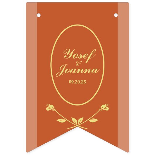 テラコッタと金ゴールド結婚の旗の旗 バンティングフラッグ (第1の旗)