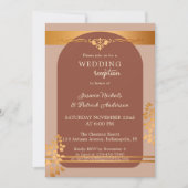 テラコッタと銅の秋の結婚式の披露宴のみ 招待状 (正面)
