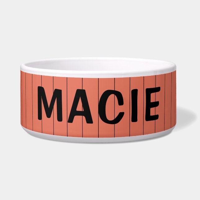 テラコッタと黒ストライプの薄い名猫犬 ボウル (正面)