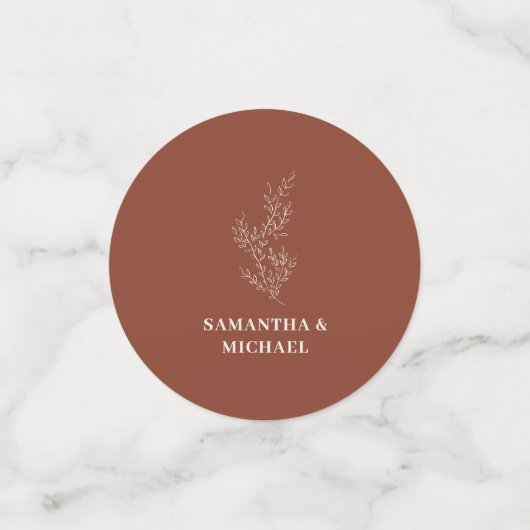 テラコッタのイーヴィー フラワーがお気に入りのウェディング コンフェッティ (スモール正面)