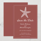 テラコッタのヒトデの結婚式お知らせカード 招待状 (正面/裏面)