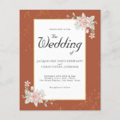 テラコッタのピンクの芍薬のウェディング招待状 チラシ (正面)