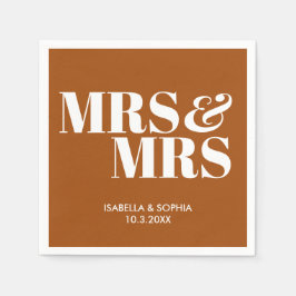 テラコッタのミセス&ミセスパーソナライズされたズ結婚ナプキンス スタンダードカクテルナプキン