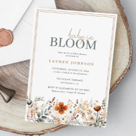 テラコッタのワイルドフラワーベビーシャワー Baby In Bloom 招待状