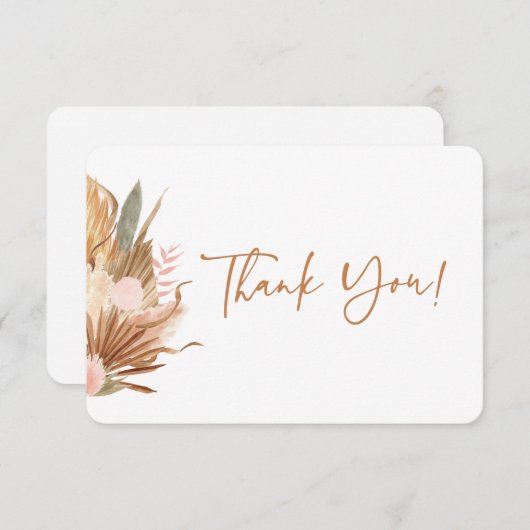 テラコッタの乾燥したヤシの感謝カード サンキューカード (正面/裏面)