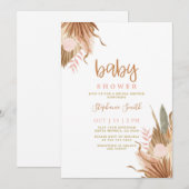 テラコッタの乾燥パーム 赤ちゃん歓迎会 招待状 (正面/裏面)