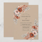 テラコッタの優雅な秋の結婚式 招待状 (正面/裏面)