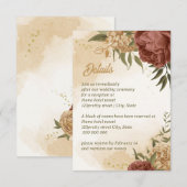 テラコッタの土色の花と緑のブライダル エンクロージャーカード (正面/裏面)