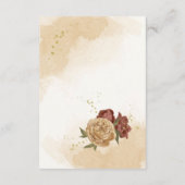 テラコッタの土色の花と緑のブライダル エンクロージャーカード (裏面)