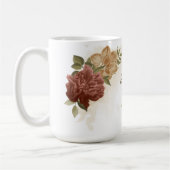 テラコッタの土色の花と緑 コーヒーマグカップ (左)