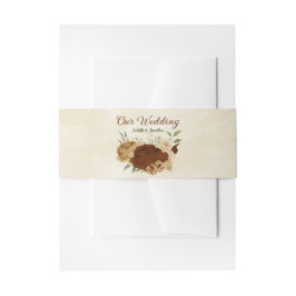 テラコッタの土色の花をフィーチャーした美しいウェディング 招待状ベリーバンド