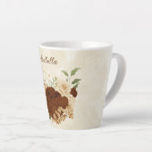 テラコッタの土色の花柄 カフェラテマグ (右アングル)