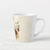 テラコッタの土色の花柄 カフェラテマグ (右)