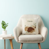 テラコッタの土色の花柄 クッション (椅子)