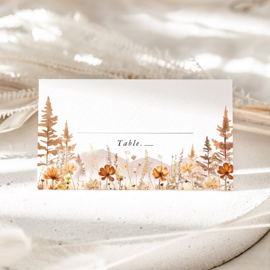 テラコッタの山の野の花の結婚式プレースカード プレイスカード