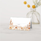 テラコッタの山の野の花の結婚式プレースカード プレイスカード (正面)