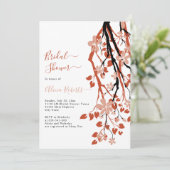 テラコッタの枝と花ブライダルシャワー 招待状 (スタンド正面)