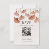 テラコッタの植物の秋QRコードRSVP 出欠カード (正面)